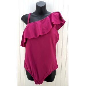Kona Sol Ruffle One Shoulder High Coverage One Piece Swimsuit Pink Women's 16